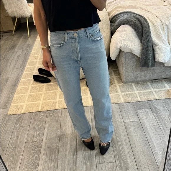 Agolde Blue Straight Leg Jeans 90s Jean size 25 - Picture 3 of 5